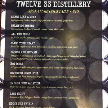 Twelve 33 Distillery - Cocktail Menu - Distilleries Near Me - Little River, South Carolina Twelve 33 Distillery - Cocktail Menu - Distilleries Near Me - Little River, South Carolina