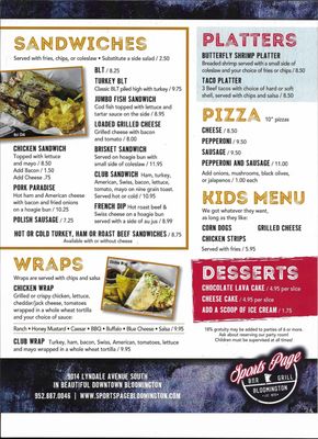 Menu photo 6 Sports Page Bloomington, MN Menu photo 6 Sports Page Bloomington, MN
