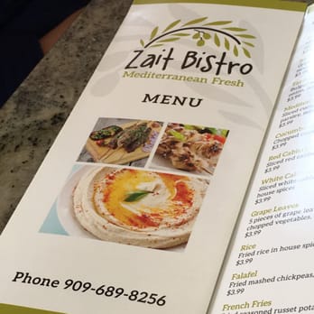 Zait Bistro - Menu needs more photos to understand what the meals consist of. - Mediterranean Near Me - Rancho Cucamonga, California Zait Bistro - Menu needs more photos to understand what the meals consist of. - Mediterranean Near Me - Rancho Cucamonga, California
