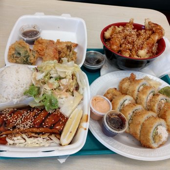 Ichiban - Grilled salmon bento #21, shrimp tempura bowl, crunchy roll. - Japanese Near Me - Fresno, California Ichiban - Grilled salmon bento #21, shrimp tempura bowl, crunchy roll. - Japanese Near Me - Fresno, California