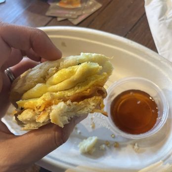 Tie One On Taphouse and Fly Shop - Biscuit breakfast sandwich. The homemade biscuit makes the sandwich. - Beer Bar Near Me - Thomas, West Virginia Tie One On Taphouse and Fly Shop - Biscuit breakfast sandwich. The homemade biscuit makes the sandwich. - Beer Bar Near Me - Thomas, West Virginia