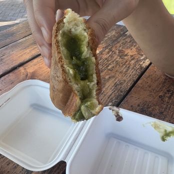 WAFU - Nearly burnt yet undercooked taiyaki with (respectfully) completely inedible matcha filling, the color of cheap tube wasabi. - Desserts Near Me - Orlando, Florida