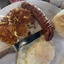 Jalapeño and cheddar elk sausage (half order).   Perfect.