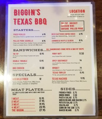 Menu photo 2 Biggin's Texas BBQ Los Banos, CA Menu photo 2 Biggin's Texas BBQ Los Banos, CA
