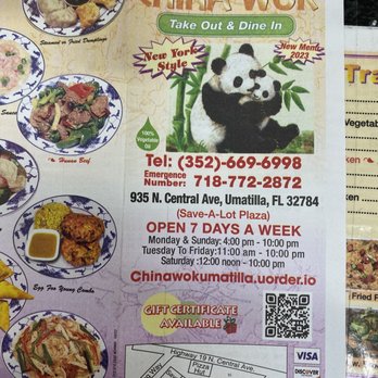 China Wok - a menu for a chinese restaurant - Chinese Near Me - Umatilla, Florida