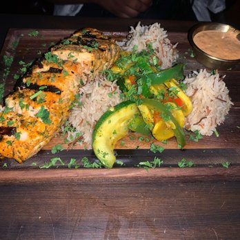 Pharaohs Palace - Salmon (rice and veggies) - Mediterranean Near Me - Johns Creek, Georgia