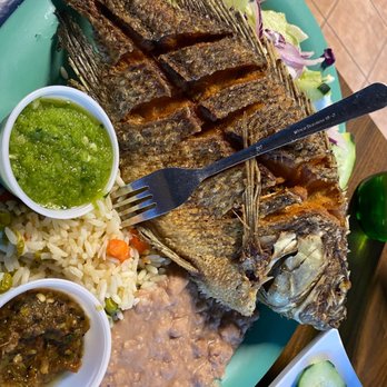 Las Islitas - Fried Tilapia beans rice and salad - Mexican Near Me - Sacramento, California Las Islitas - Fried Tilapia beans rice and salad - Mexican Near Me - Sacramento, California