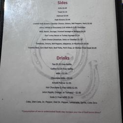 Lucky's Cafe - Breakfast Menu, served til 1030 daily