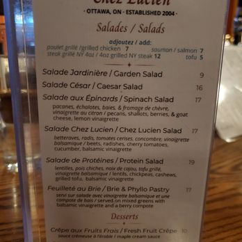 Chez Lucien - Menu Feb 2026 - Bars Near Me - Ottawa, Ontario
