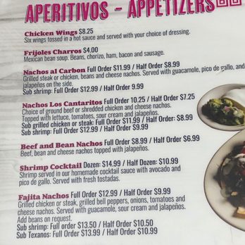 Los Cantaritos - Appetizers Menu - Mexican Near Me - Slidell, Louisiana