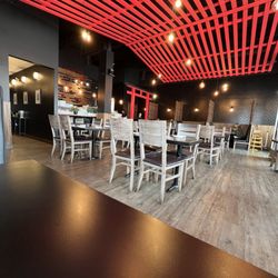 KAYA Sushi + Grill - The red really sets off the ceiling.