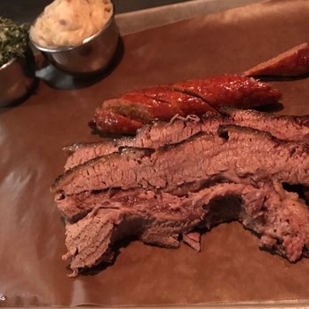 Old Fields Barbecue - Brisket, chorizo sausage, Mac and cheese and creamed spinach. - Barbeque Near Me - Huntington, New York Old Fields Barbecue - Brisket, chorizo sausage, Mac and cheese and creamed spinach. - Barbeque Near Me - Huntington, New York