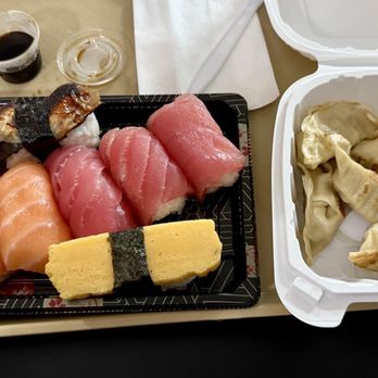 Teriyaki Sushi Grill - 35. Nigirini Combination and goyza - Sushi Bars Near Me - Round Lake Beach, Illinois Teriyaki Sushi Grill - 35. Nigirini Combination and goyza - Sushi Bars Near Me - Round Lake Beach, Illinois