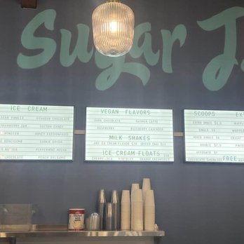 Sugar J's Ice Cream Workshop - Sugar J's Albany - menu boards at soft opening on Aug. 14, 2024 - Ice Cream & Frozen Yogurt Near Me - Albany, Oregon
