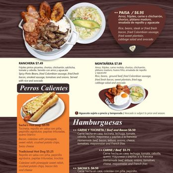 Sacha's Cafe - the menu of the restaurant - Colombian Near Me - Greenville, South Carolina Sacha's Cafe - the menu of the restaurant - Colombian Near Me - Greenville, South Carolina