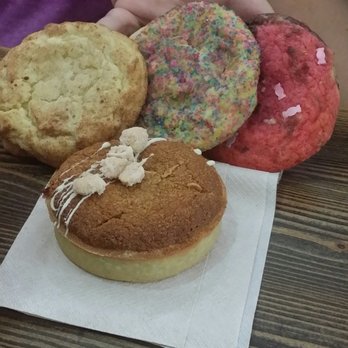 Fluff Bake Bar - Assorted cookies(Snickerdoodle, Unicorn Bait, and Neapolitan) and a Bakewell Tart. - Bakeries Near Me - Houston, Texas Fluff Bake Bar - Assorted cookies(Snickerdoodle, Unicorn Bait, and Neapolitan) and a Bakewell Tart. - Bakeries Near Me - Houston, Texas