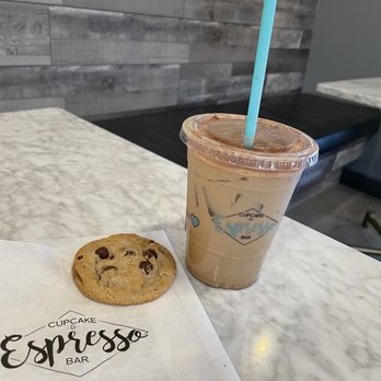 The Cupcake & Espresso Bar - Gluten Free Chocolate Chip Cookie and Iced Dirty Chai Latte - Coffee & Tea Near Me - Moreno Valley, California The Cupcake & Espresso Bar - Gluten Free Chocolate Chip Cookie and Iced Dirty Chai Latte - Coffee & Tea Near Me - Moreno Valley, California