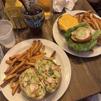 Village Tap - Chicken Caesar wrap and cheeseburger - Pubs Near Me - Chicago, Illinois