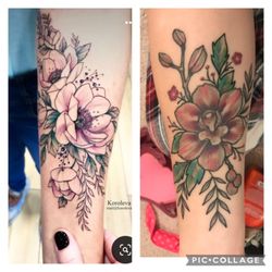 Yer Cheat'n Heart Tattoo - Add ons: color, leaves, tiny flowers