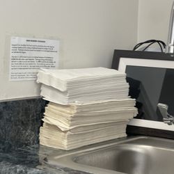 Sandra K Force-Obrowski, MD - How UNSANITARY is this to leave paper towels  on the counter next to the sink?