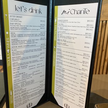 Mi Chante Mexican Cuisine - Drink menu - Bars Near Me - Prosper, Texas Mi Chante Mexican Cuisine - Drink menu - Bars Near Me - Prosper, Texas