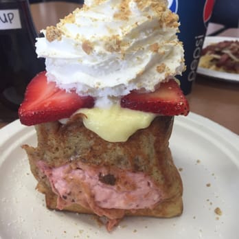 Button Up Cafe - Strawberry cheesecake French toast, so good! So sweet though, if you like that! Lol - Breakfast & Brunch Near Me - Pearl City, Hawaii