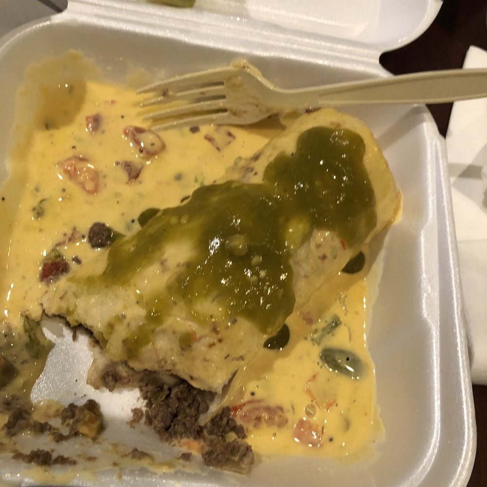 My new fav. A beef burrito smothered in queso! Mmmm My new fav. A beef burrito smothered in queso! Mmmm