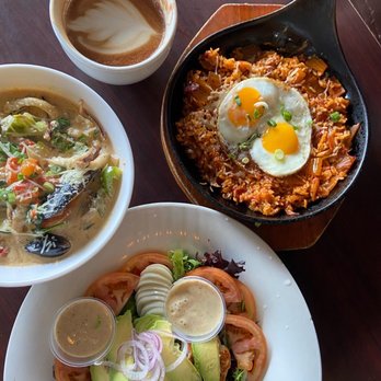 Cafe on the Ave - Super California Cobb Salad Seafood pasta Kimchee Fried Rice - Coffee & Tea Near Me - Seattle, Washington Cafe on the Ave - Super California Cobb Salad Seafood pasta Kimchee Fried Rice - Coffee & Tea Near Me - Seattle, Washington