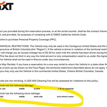Sixt - Their own agreement shows the damage, but then they send me a notice saying I caused this same damage they already reported! - Car Rental Near Me - Anaheim, California
