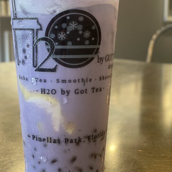 H2O by Got-Tea - Taro milk tea + red beans + pudding (after I'd already drank some of it) - Coffee & Tea Near Me - Pinellas Park, Florida H2O by Got-Tea - Taro milk tea + red beans + pudding (after I'd already drank some of it) - Coffee & Tea Near Me - Pinellas Park, Florida