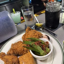Three Pcs Chicken with okra and purple koolaid