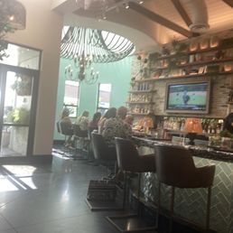 Expansive bar with seats
