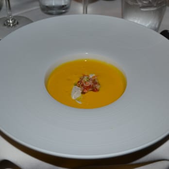 Local Three - Carrot soup with ginger and spicy yogurt and lobster - American Near Me - Atlanta, Georgia Local Three - Carrot soup with ginger and spicy yogurt and lobster - American Near Me - Atlanta, Georgia