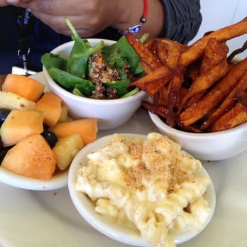 Bantam And Biddy - Fresh Vegetable Plate - Cheddar Mac & Cheese, Sweet Potato Fries, Organic Quinoa & Spinach Salad, Fruit Cup - Breakfast & Brunch Near Me - Atlanta, Georgia Bantam And Biddy - Fresh Vegetable Plate - Cheddar Mac & Cheese, Sweet Potato Fries, Organic Quinoa & Spinach Salad, Fruit Cup - Breakfast & Brunch Near Me - Atlanta, Georgia