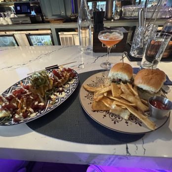 ABYSS - Paper plane with Blue fin Nachos and Scalop sliders...   GR8 Happy hour deals!! - Seafood Near Me - Greenville, South Carolina