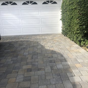 Renaissance Paving - a driveway with a white garage door - Masonry/Concrete Near Me - San Dimas, California