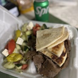 Open Open-Face Gyro with Side Salad Open Open-Face Gyro with Side Salad