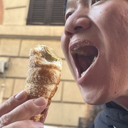 Eating pistachio pastry! Eating pistachio pastry!