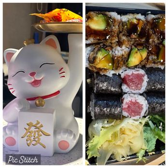 Ten Sushi Japanese Restaurant - Cat with candy, Eel Roll, & Tuna Roll - Sushi Bars Near Me - Maple Grove, Minnesota