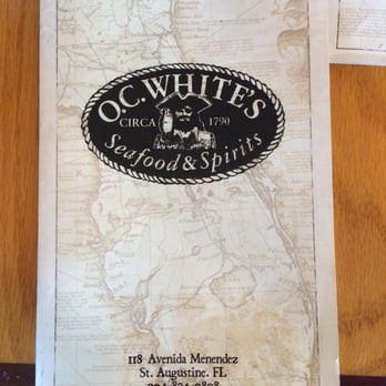 O. C. White's Restaurant - Menu - Seafood Near Me - St Augustine, Florida