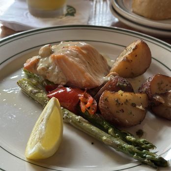 Jake's Famous Crawfish - Half stuffed salmon with roasted potatoes - Seafood Near Me - Portland, Oregon