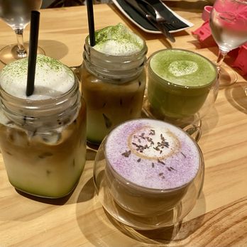 SOHO Modern Japanese - Dirty Matcha (iced), Dirty Matcha (hot) and Lavender Latte (hot) - Japanese Near Me - Fremont, California