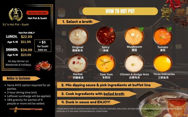 Menu photo 1 EJ's Hot Pot & Sushi Austin, TX