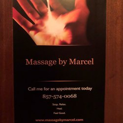 Massage by Marcel / Marcel D'Anjou, LMT - Massage by Marcel informational poster in his studio