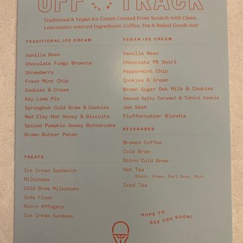 Off Track Ice Cream - Menu - Ice Cream & Frozen Yogurt Near Me - Charleston, South Carolina Off Track Ice Cream - Menu - Ice Cream & Frozen Yogurt Near Me - Charleston, South Carolina