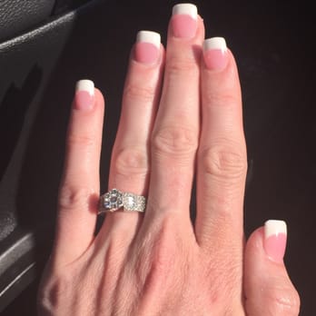 Lovely Nails - Pink & white. My natural nails are super short, but the nail tech hid that perfectly! - Nail Salons Near Me - Fair Oaks, California
