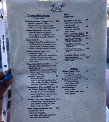 Menu photo 3 Zinz Wine Bar Corte Madera, CA