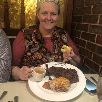 Anthony's Steak & Seafood - My mom with her 12 oz Ribeye and lobster tail! - Seafood Near Me - Shreveport, Louisiana Anthony's Steak & Seafood - My mom with her 12 oz Ribeye and lobster tail! - Seafood Near Me - Shreveport, Louisiana