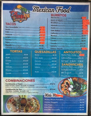 Menu photo 3 Playa Azul Mexican Restaurant Vista, CA