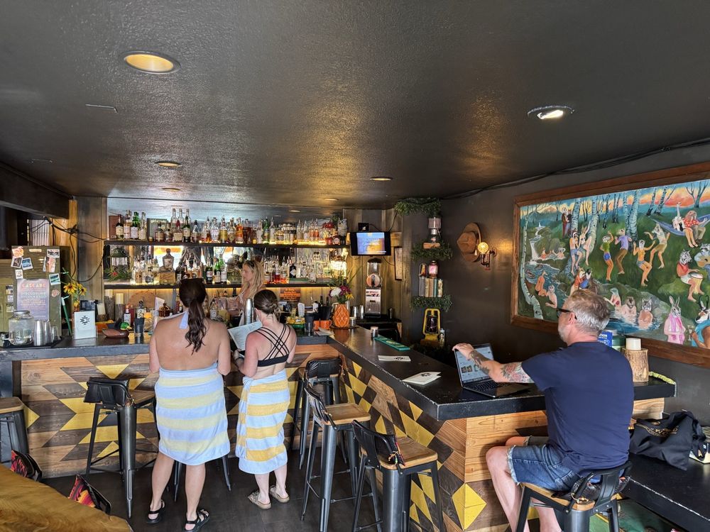Campfire Hotel - Inside the canteen bar on pool party Sunday - Hotels Near Me - Bend, Oregon Campfire Hotel - Inside the canteen bar on pool party Sunday - Hotels Near Me - Bend, Oregon